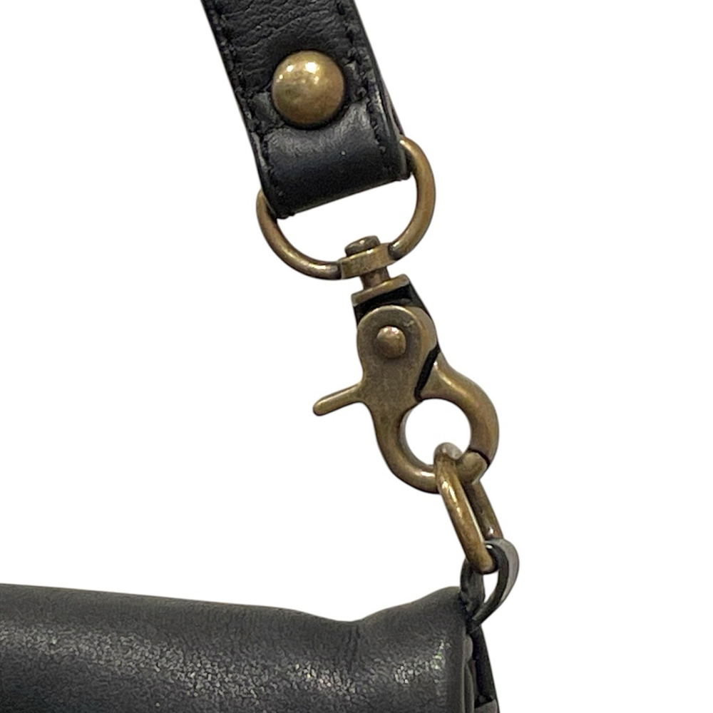 Donald J Pliner Womens Leather Bag Purse Shoulder Strap Brass Hardware Black - Picture 6 of 16